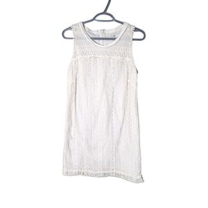 Boden Off White‎ Shift Eyelet Lace Sleeveless Lined Casual Cotton Dress Sz 6